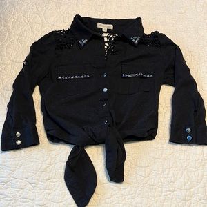 Rachael & Chloe Black Halter with Collar. Silver accents. Size Small.